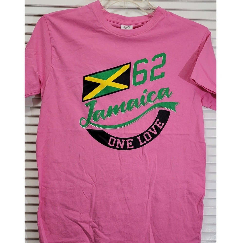 Jamaica 62 One Love Pink Graphic T-Shirt Mens Medium 100% Cotton Tee by Y&S